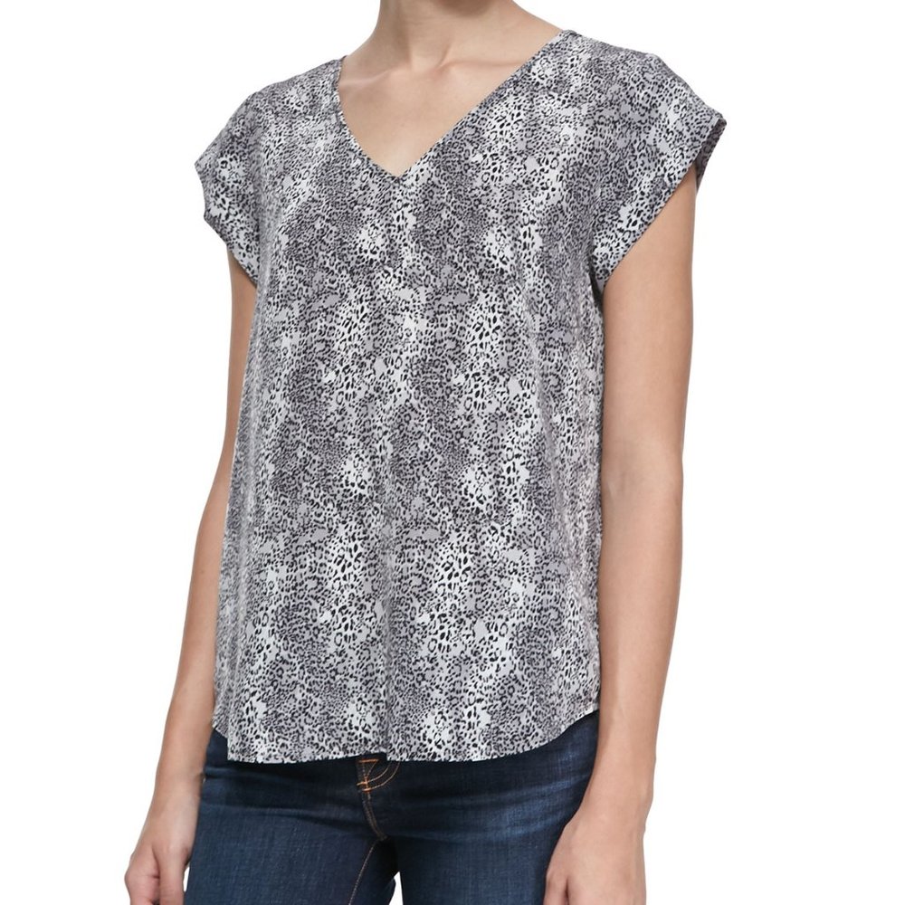 Joie 100% silk Black & White animal print top Size L